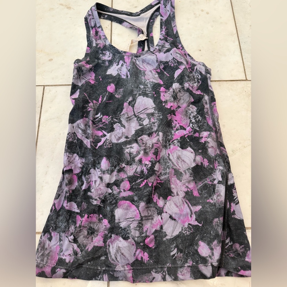 lululemon athletica Floral Tank Top - Black and Purple